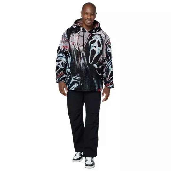 Spirit Halloween Ghost Face Jacquard Hoodie Size XL Scream Tapestry RARE Viral - Picture 3 of 7